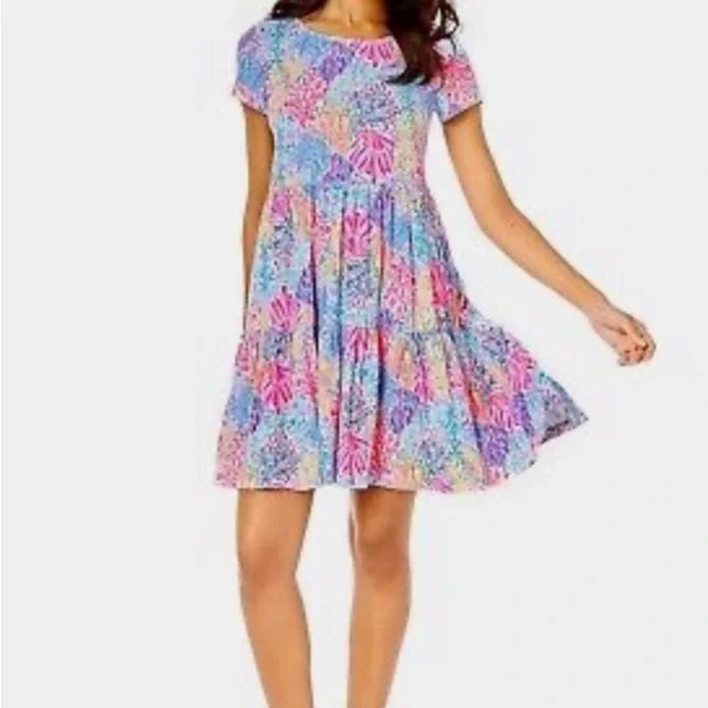 Lilly Pulitzer Geanna Short Sleeve Flock Full of Fun Dress Size XS NWT
